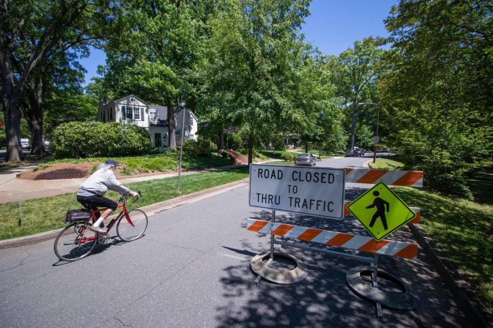 Romany Road is closed to thru-traffic from Euclid Avenue to Kenilworth Avenue in Charlotte, allowing people to exercise with more open spaces.