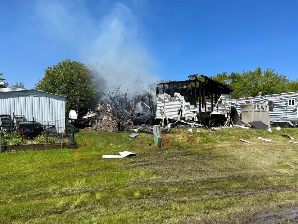 Firefighters battled a ferocious fire Friday, May 26, 2023, that had broken out in a Chesterfield home in the Carriage Way Trailer Park. A ruptured gas line caused an explosion, which then started the blaze.