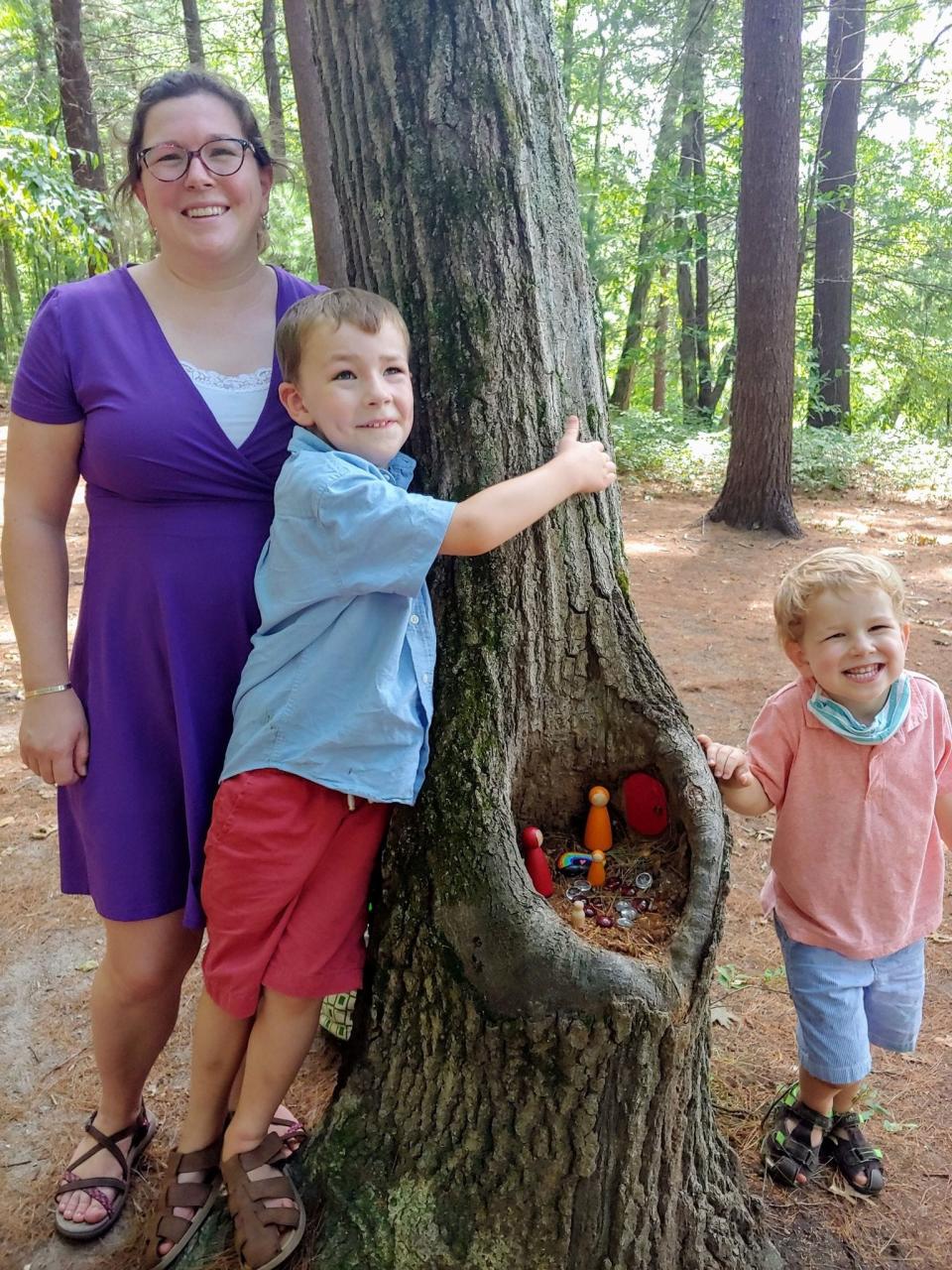 Lucy Harbert and her sons at Boyden Wildlife Refuge in Taunton.