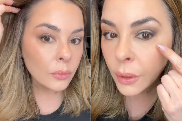 <p>erica taylor/Tiktok</p> Erica Taylor showing millennial makeup vs. Gen Z makeup