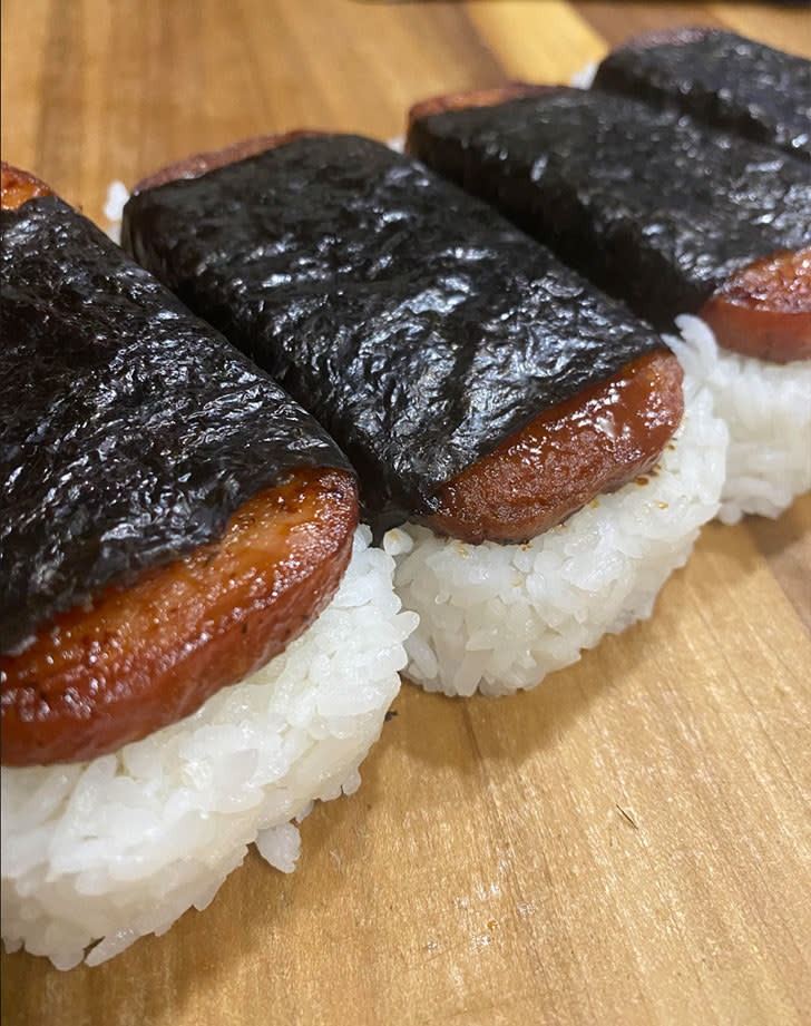 Homemade spam musubi