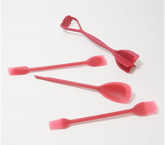 10) 4-Piece Silicone Double Sided Utensils Set