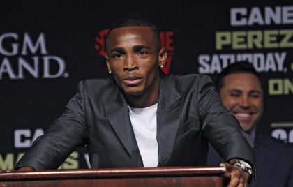 Erislandy Lara speaks during the pre-fight press conference Thursday. (AP Photo)