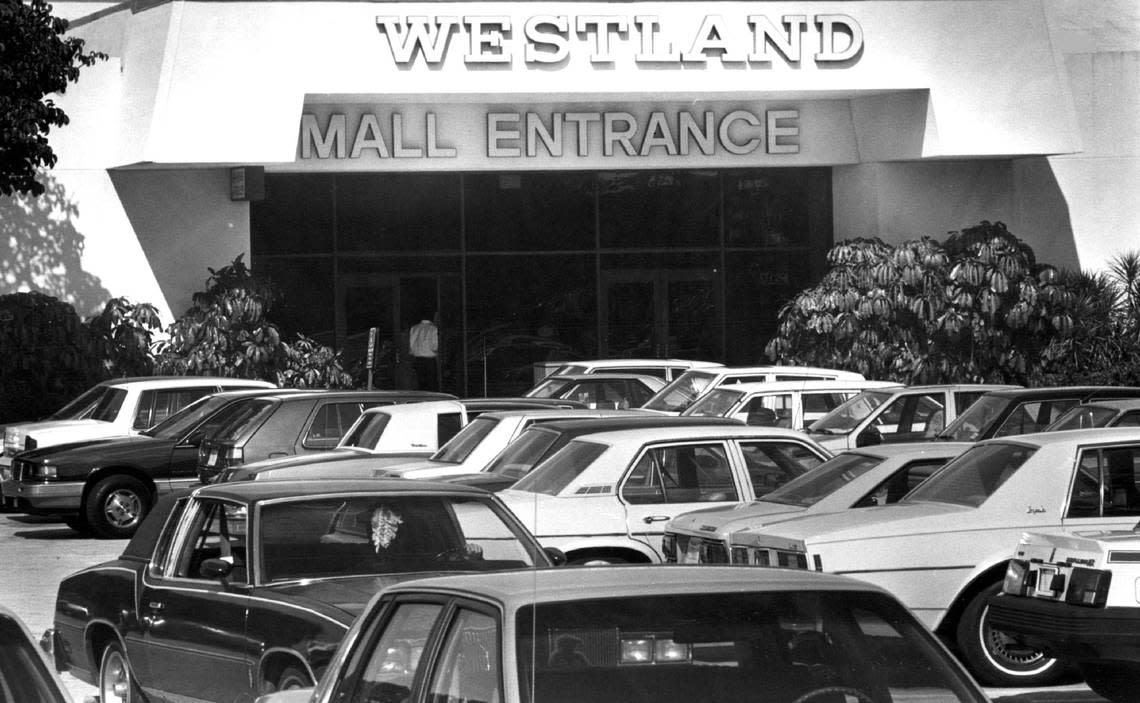 A parking lot at Westland Mall in 1987.