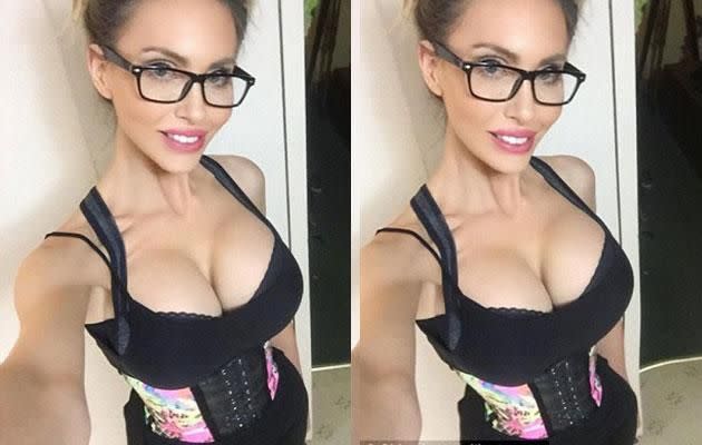 Chloe Lattanzi unedited (L) and edited (R). Source: Instagram.