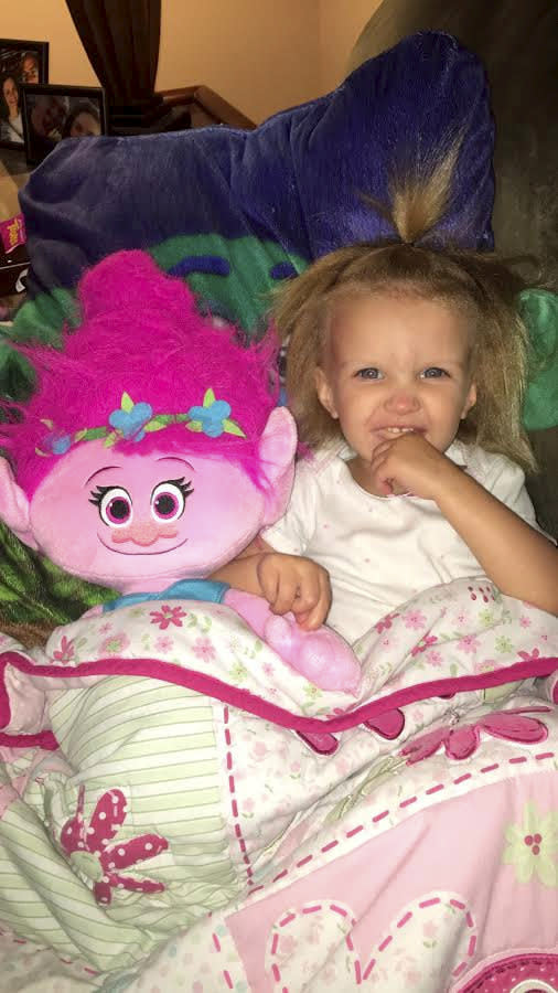 Phoebe thinks her hair is like Princess Poppy's from Trolls [Photo: SWNS]