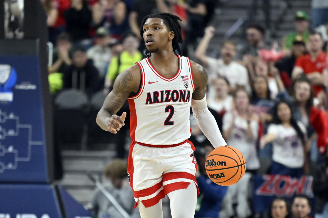 Arizona's Caleb Love has scored just 19 points over Arizona's last three games. Is he in line for a big March Madness? (Photo by David Becker/Getty Images)