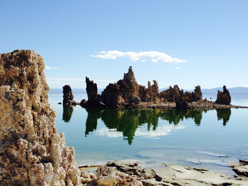 Mono Lake Tufa Reserve features tufa towers rising like ghost ships along the lake’s edge.