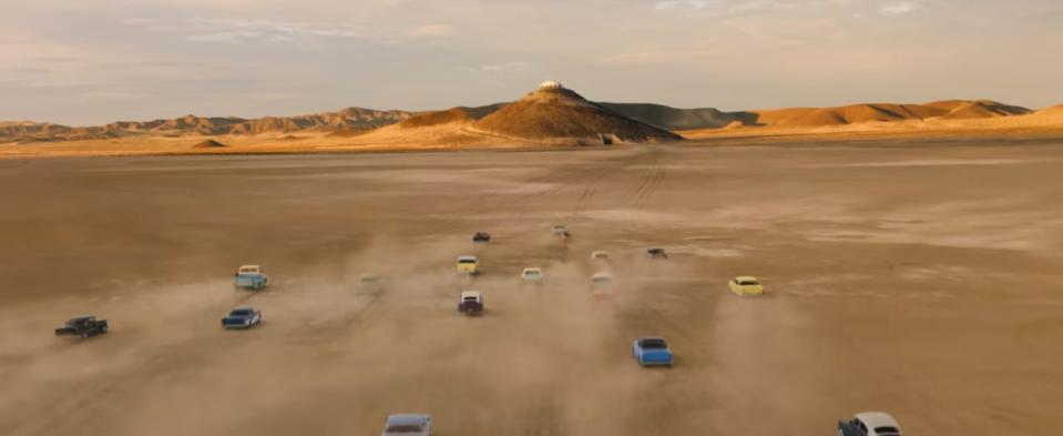 Cars driving in the dessert