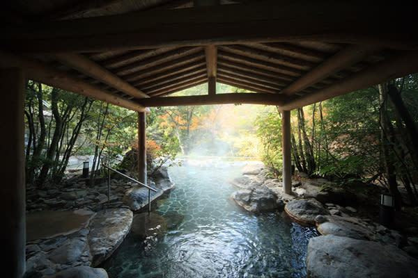 椎葉山莊的是日本三大美肌湯之一，由於是多鈉的溫泉，入浴後可使肌膚光滑、滋潤，達到美肌的效果 (圖片來源／椎葉山莊)