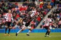 Football Soccer - Sunderland v Manchester United - Barclays Premier League - Stadium of Light - 13/2/16 Sunderland's Lamine Kone in action with Manchester United's Memphis Depay Action Images via Reuters / Lee Smith Livepic