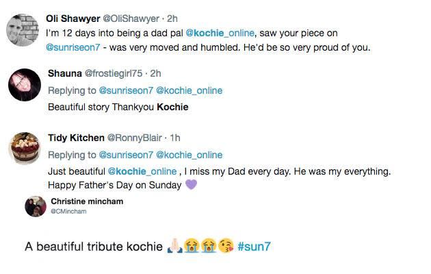 Some of the touching tweets directed at Kochie. Source: Twitter