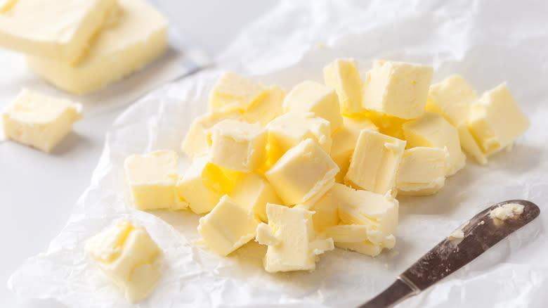 cubes of cut butter