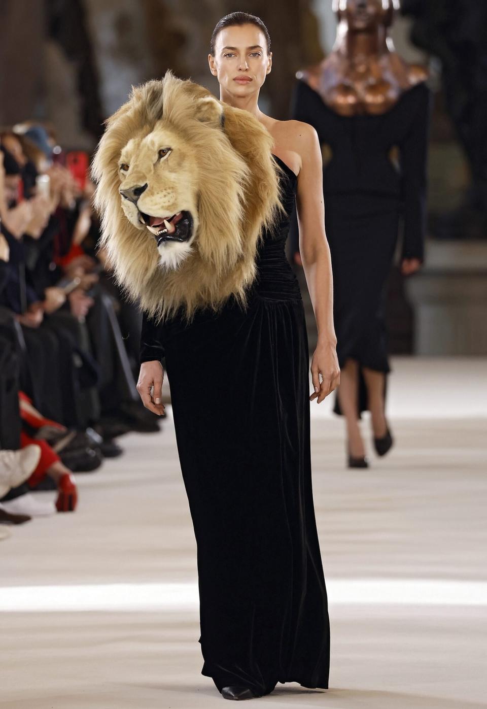 Irina Shayk walks the runway during the Schiaparelli Haute Couture Spring Summer 2023 show as part of Paris Fashion Week