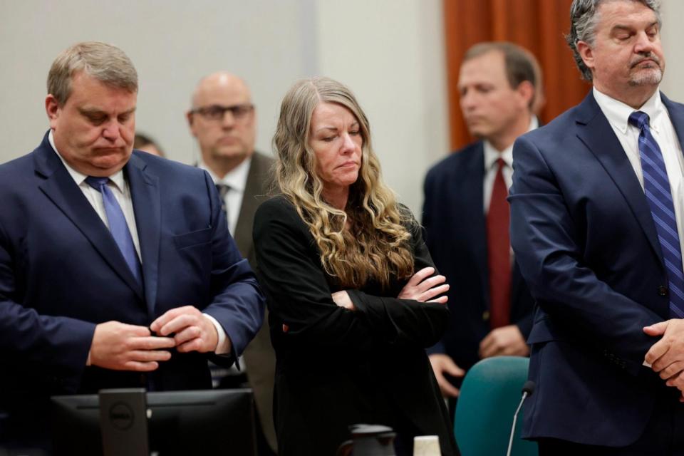 PHOTO: Lori Vallow Daybell stands and listens as the jury's verdict is read at the Ada County Courthouse in Boise, Idaho, May 12, 2023.  (Kyle Green/AP, FILE)