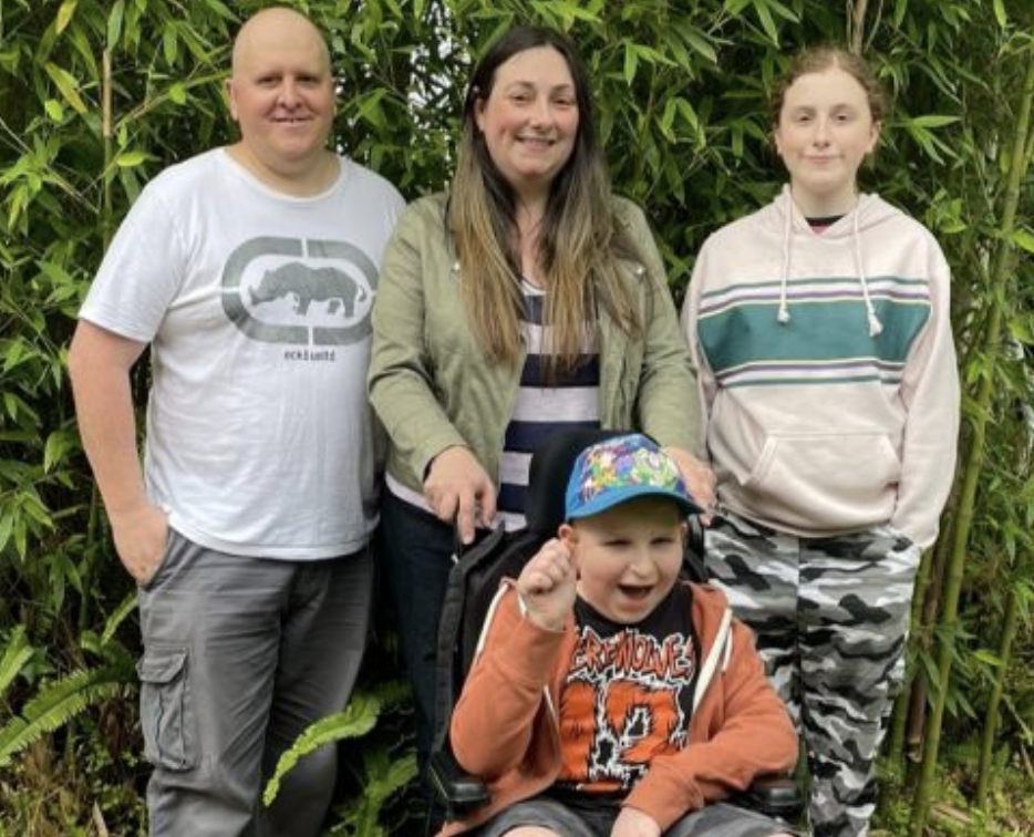 Zac, 11, his parents Sally and Joel and his teenage sister. Source: Supplied