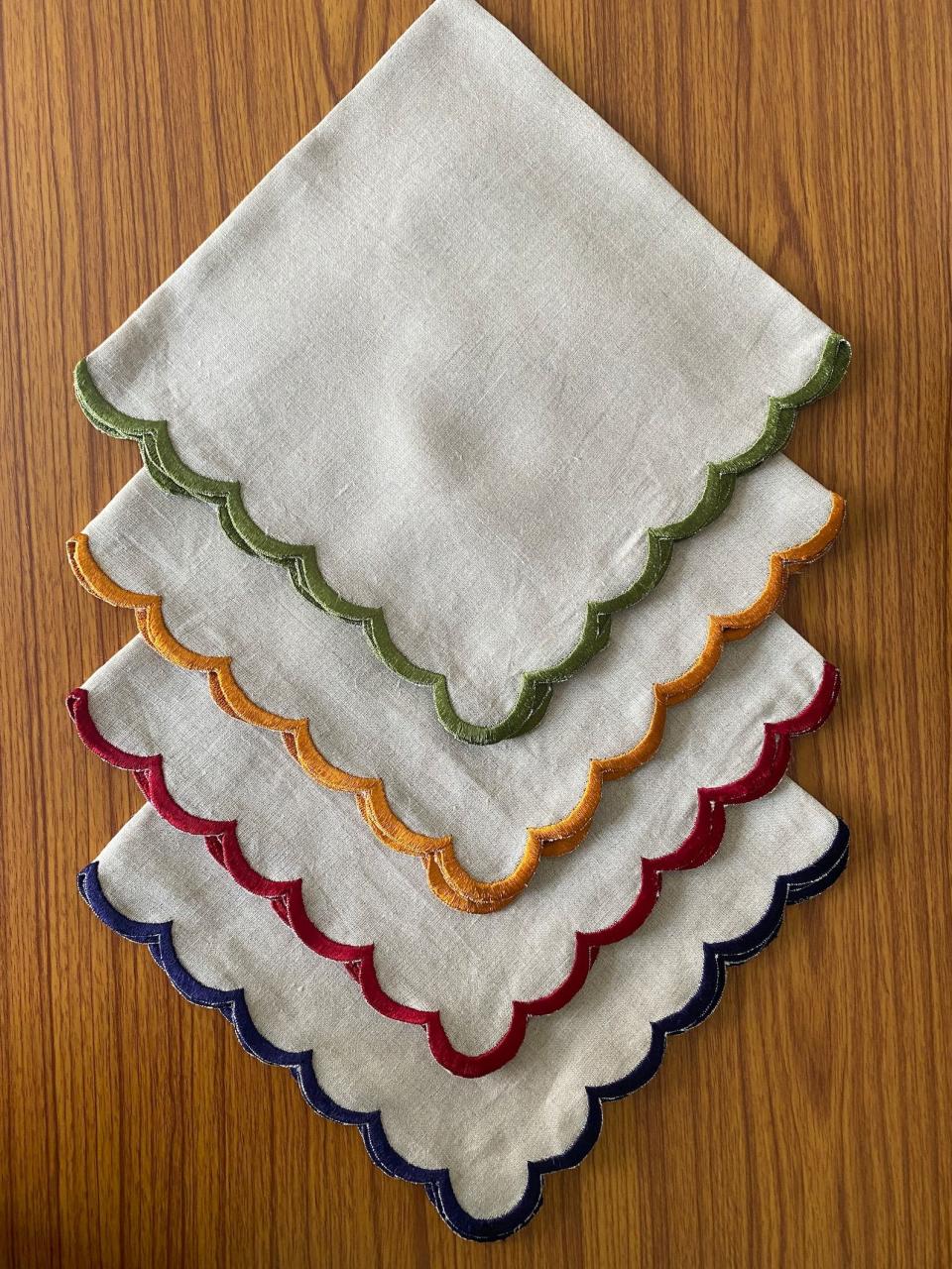 5) Embroidered Linen Napkins