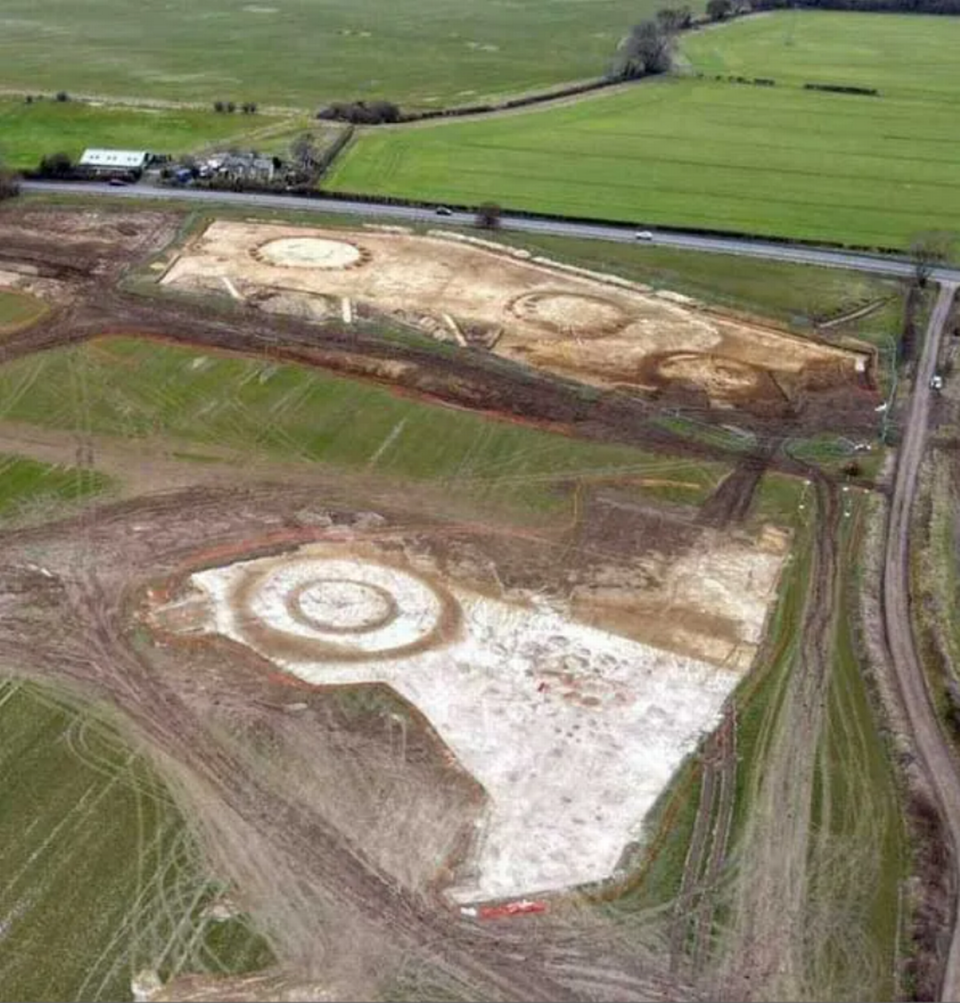 An aerial view of the circular burials found in Salisbury.