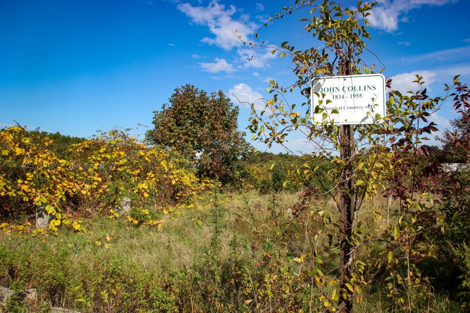 The grounds of John Collins Cemetery on North Hixville Road in Dartmouth are overgrown.