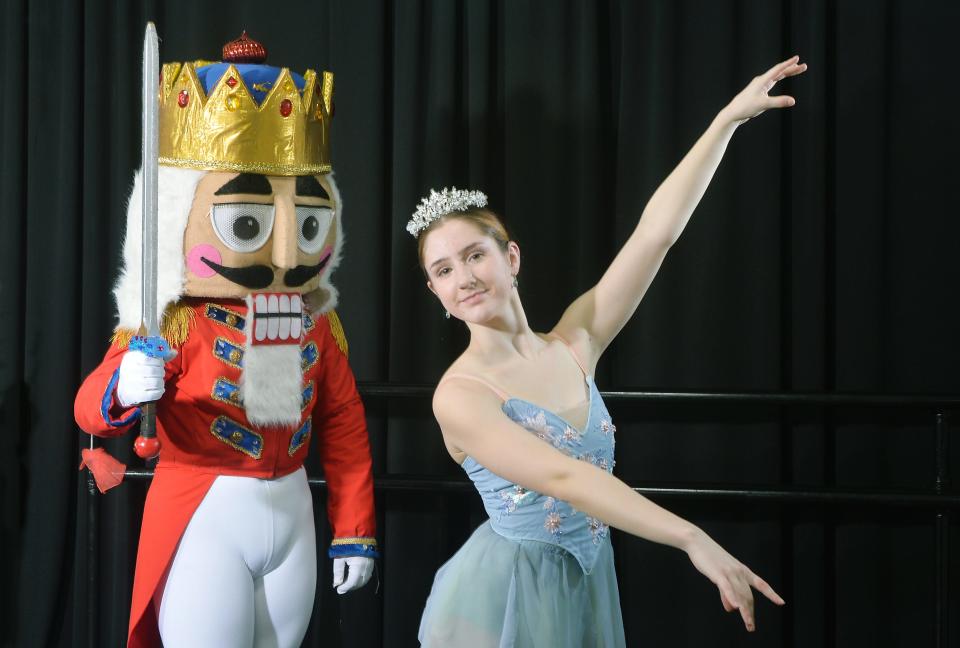 During rehearsal for "The Nutcracker" at Sovereign Ballet in Millcreek Township on Nov. 26, David Moser, 15, portrays the Nutcracker and Elizabeth Snedeker, 16, portrays Dew Drop.