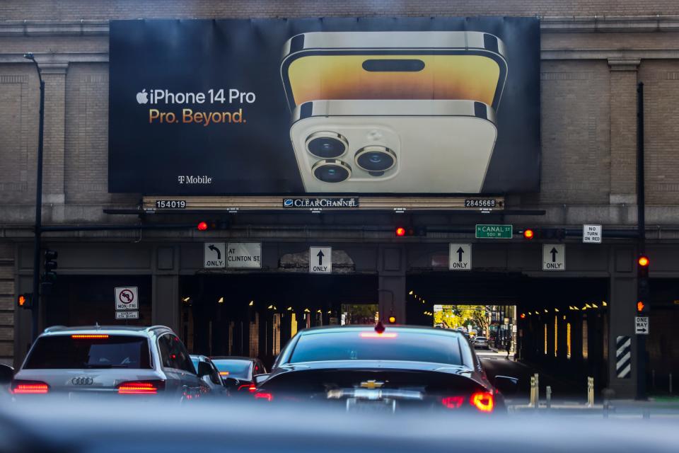 IPhone 14 Pro ad is seen in Chicago, United States, on October 14, 2022.