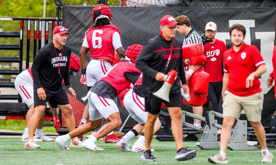 Defensive coordinator Chad Wilt during the first open practice of the 2022 season at the practice facility at Indiana University on Tuesday, August 2, 2022.