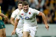 Rugby Union - Rugby Test - England v Australia's Wallabies - Melbourne, Australia - 18/06/16. England's Owen Farrell reacts after scoring a try during the second half against Australia. REUTERS/Brandon Malone