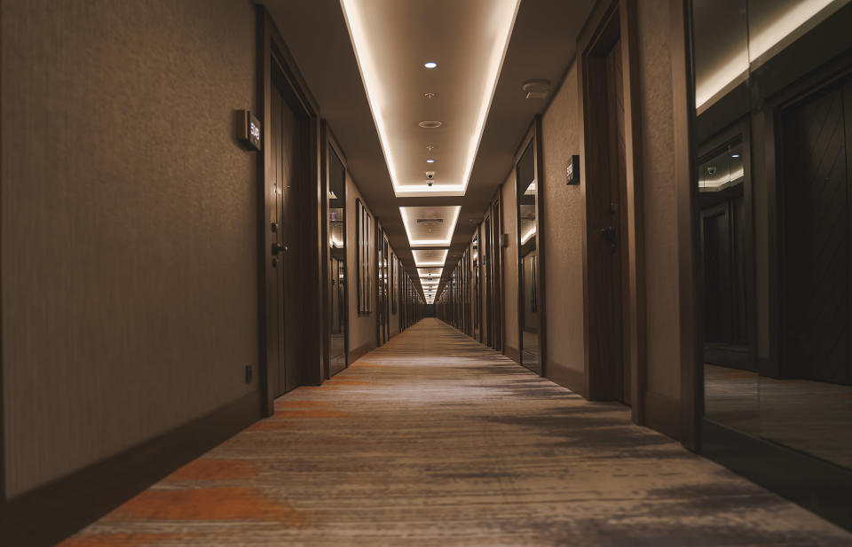 a hotel hallway