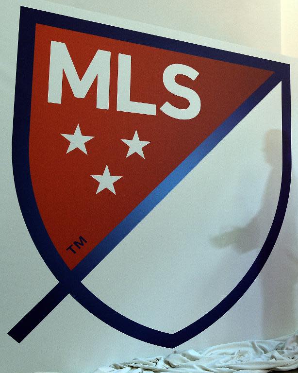 The new Major League Soccer (MLS) logo is pictured during an unveiling event in New York on September 18, 2014