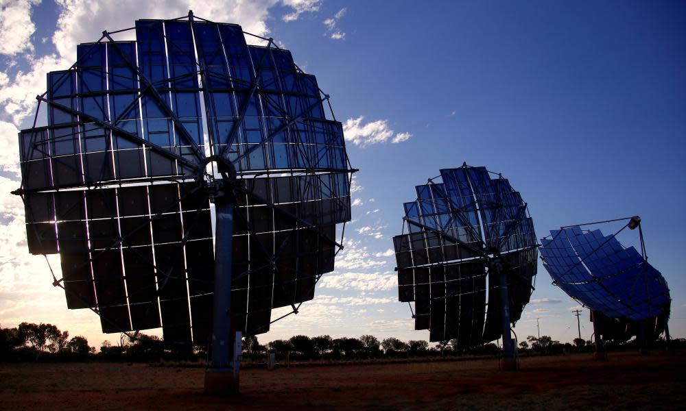 A solar panel array near the Queensland town of Windorah. A group of 40 experts says solar and wind power is being deployed at ‘unprecedented’ rates. 