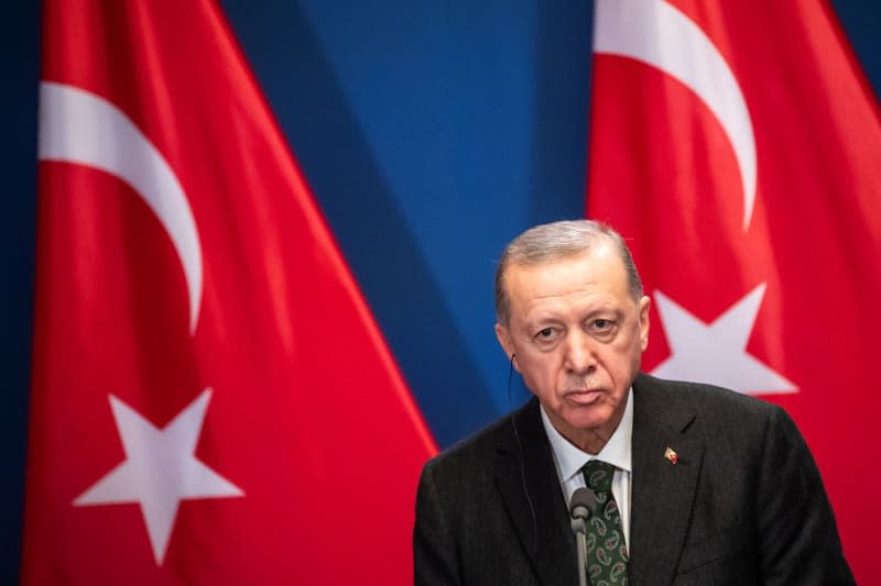 Recep Tayyip Erdogan, President of Turkey, speaks at the Carmelite Monastery during a joint statement with Hungarian Prime Minister Orban. Marton Monus/dpa