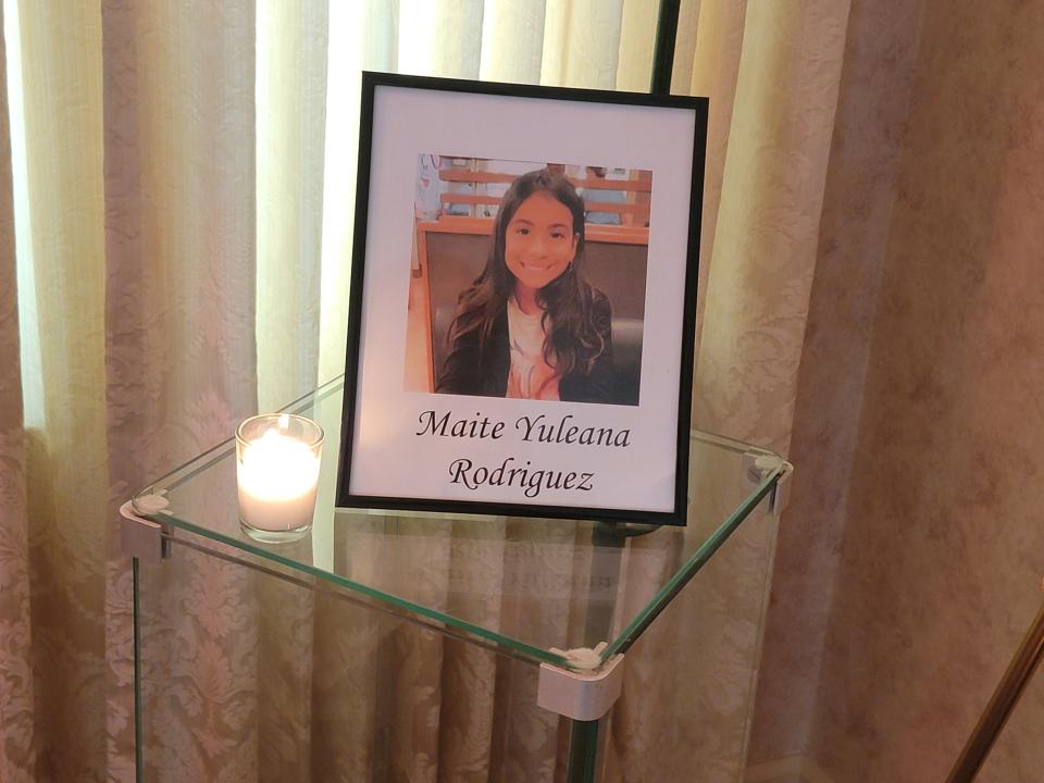 A photo of one of the students killed in Uvalde, Texas, was on display during a memorial in Monroe.