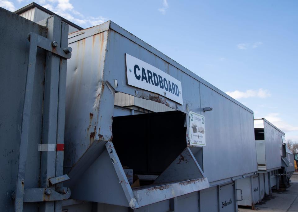 Residents can recycle cardboard into the compactor for free. Photo taken Tuesday, March 26, 2024, at the Tippecanoe County Solid Waste District in Lafayette, Ind.