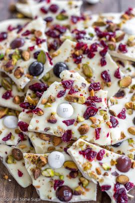 Cranberry White Chocolate Pistachio Bark