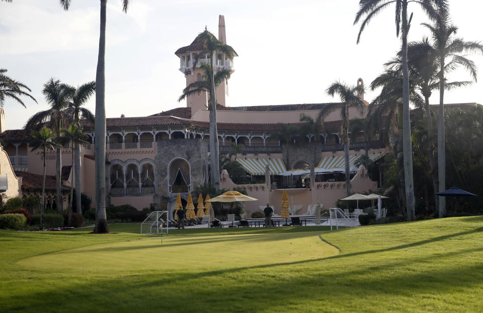 FILE - In this Nov. 24, 2017, file photo, President Donald Trump's Mar-a-Lago resort is seen in Palm Beach, Fla. China says it has been informed of the arrest of a Chinese woman at President Donald Trump's Mar-a-Lago club over the weekend and is providing her with consular services. (AP Photo/Alex Brandon, File)