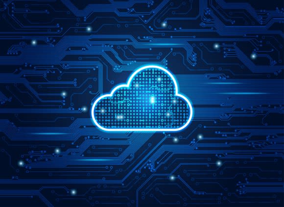 cloud symbol combined with electronic board,