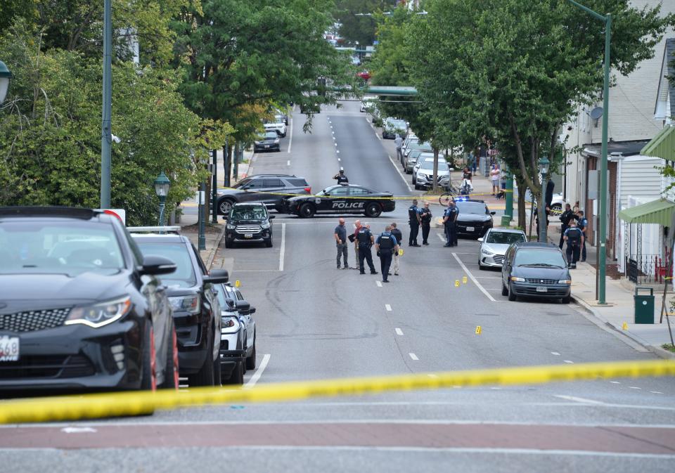 Hagerstown Police and the Washington County Sheriff's Office were investigating a shooting Thursday afternoon in the area of East Washington Street, between Cannon Avenue and Mulberry Street.