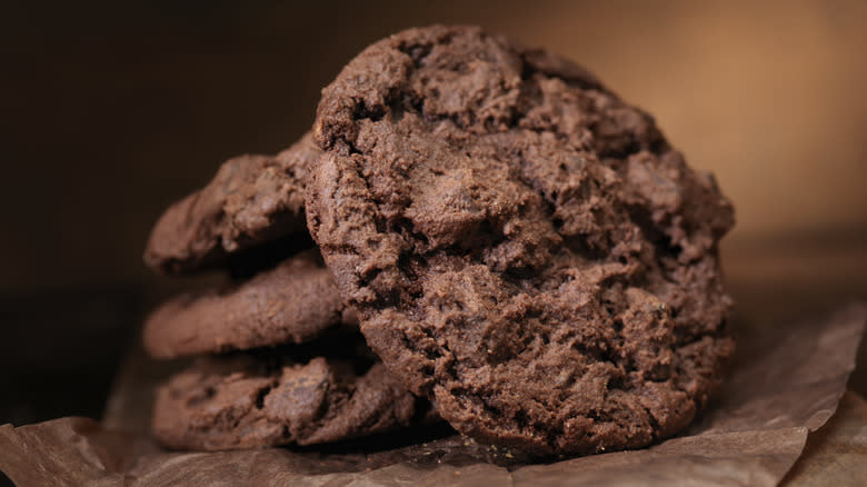 chocolate cookies on paper
