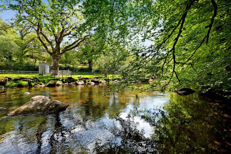 The riverbank at the property where Prince Charles still owns the right to fish despite parting ways with it nearly 30 years ago (Knight Frank)