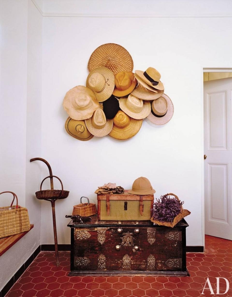 Check out the handsome Indian chest in this Provence boot room.