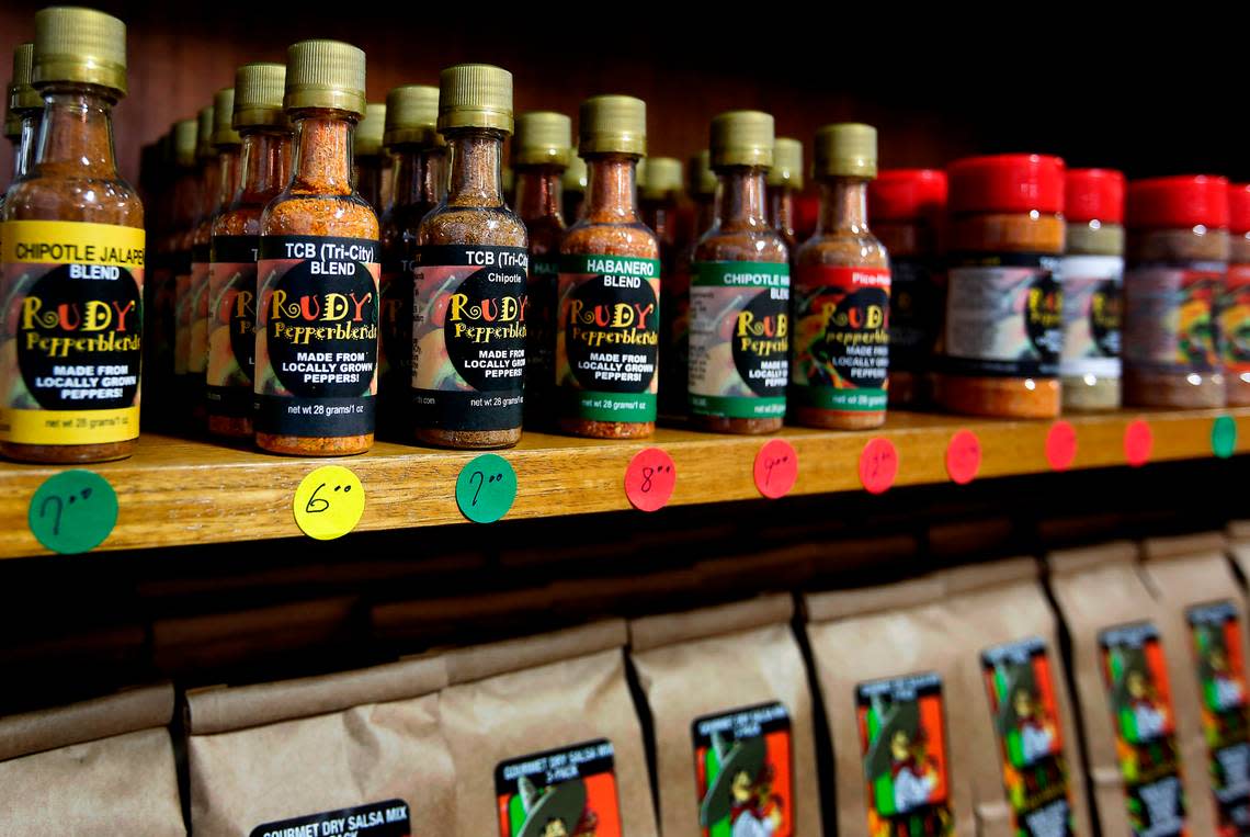 Rudy’s Pepperblends from Kennewick is one of several dozen vendors located at The Public Market at Columbia River Warehouse in downtown Kennewick. He offers pepper blends, salsa mix and meat rubs.