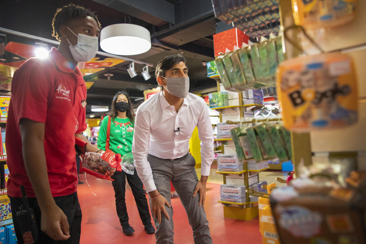 Chancellor Rishi Sunak visited Hamleys in London on Wednesday as shops were allowed to reopen across England. Photo: Treasury