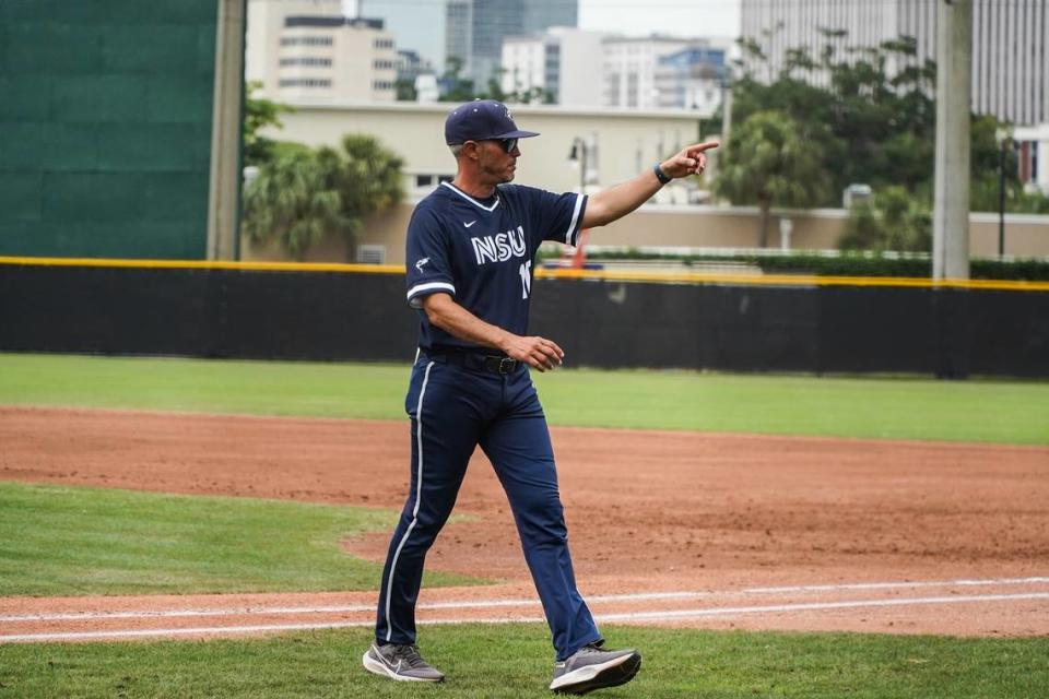 Former University of Miami pitcher Laz Gutierrez, now the coach of Nova Southeastern University’s baseball team. The Sharks losing two straight one-run games to the No. 1 team in the nation, Tampa, in the NCAA Division II South Region playoffs.