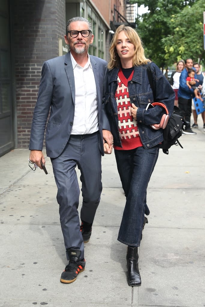 Ethan and Maya Hawke in NYC heading to a screening of the new documentary, “The Last Movie Stars.” - Credit: Christopher Peterson / SplashNews.com