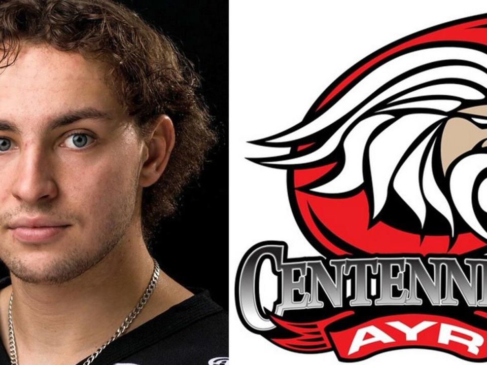 Eli Palfreyman was named captain of the Ayr Centennials last week. On Tuesday, he died during a pre-season tourney at the North Dumfries Community Centre, the team confirmed Wednesday. (Greater Ontario Junior Hockey League/gojhl.ca - image credit)