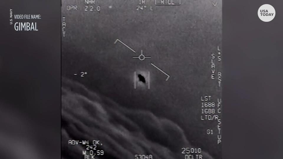 A still image shows one of the unidentified aerial phenomena captured by a Navy pilot and authenticated by the Department of Defense.