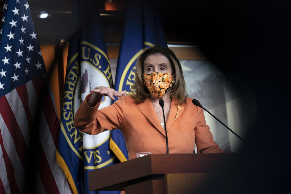 Speaker of the House Nancy Pelosi at a news conference on Oct. 8, 2020.