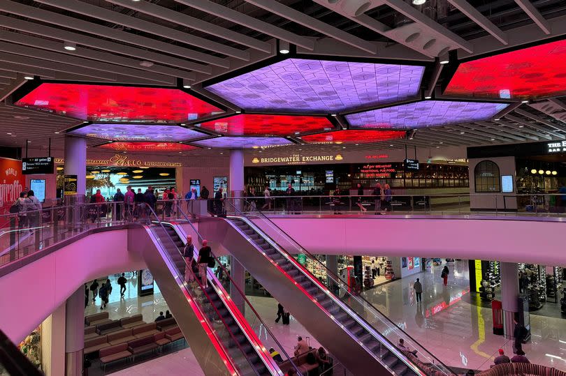 The honeycomb light installation in Terminal 2 will be illuminated in England's or Scotland's colours during the Euros