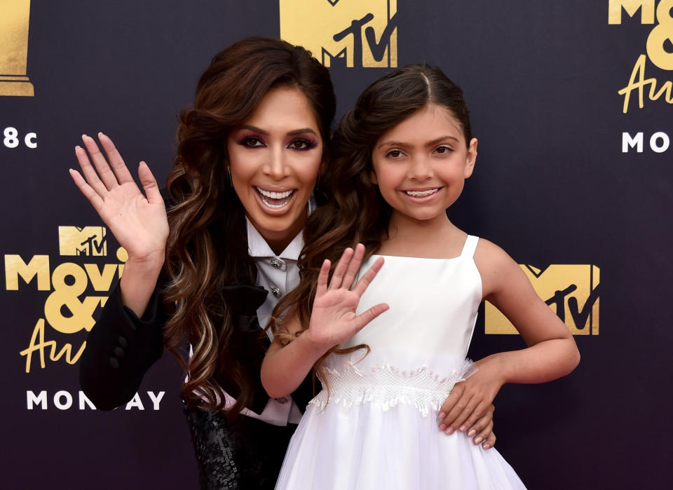 Farrah Abraham and Sophia Abraham attend the 2018 MTV Movie and TV Awards. (Photo: Alberto E. Rodriguez/Getty Images for MTV)