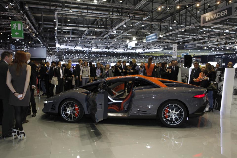 Bertone gives you a vision of the future—from the 1980s—with the wedge-shaped Bertone Nuccio concept, unveiled at the 2012 Geneva Auto Show. Highlighting its long, flat windshield with a bright orange accent, it has ignominiously drawn comparisons to a Dustbuster for its polarizing design. At least what's underneath the hood is appealing: the Nuccio (named after Giovanni Bertone's son) is powered by a Ferrari 4.3-liter V-8, good for 480 horsepower.